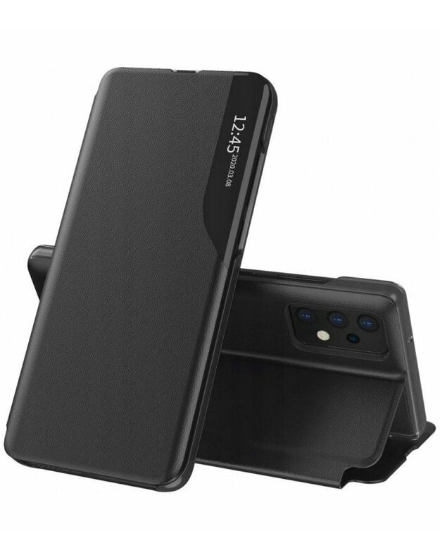 Juodas atverčiamas dėklas Samsung Galaxy A52 telefonui "Tech-protect Smart View"