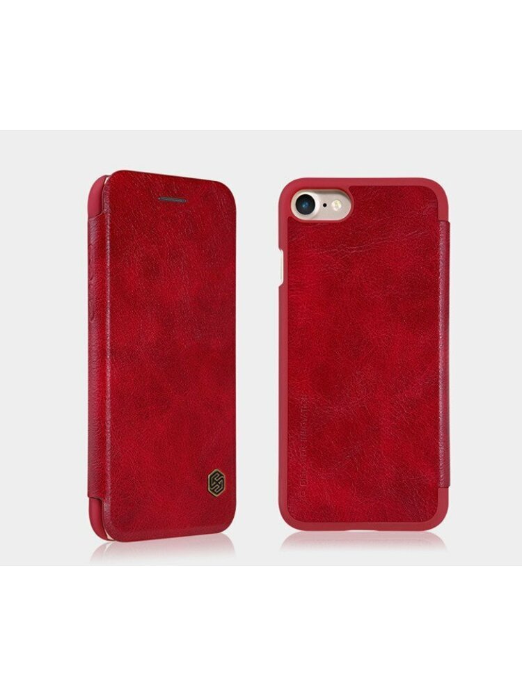 „Nillkin Qin“ odinis dėklas, suderinamas su „Apple iPhone 6“, „iPhone 6S“, (raudonas, atverčiamas, PU oda, plastikas)