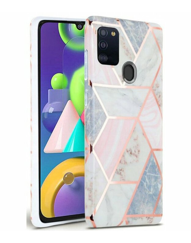 Rožinis dėklas su marmuro efektu Samsung Galaxy M21 telefonui "Tech-Protect Marble"