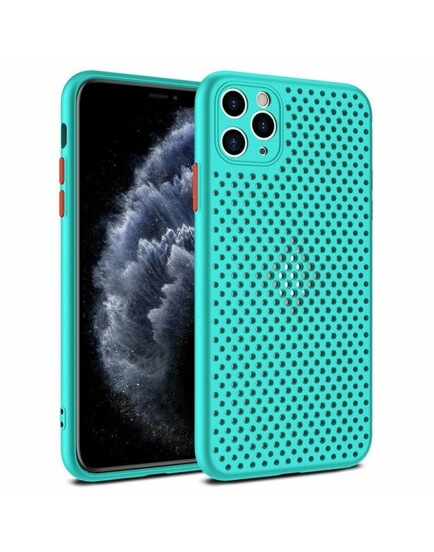 „XIAOMI REDMI 9A / 9AT BREATH“ SILIKONINIS TELEFONO DĖKLAS SU SPALVOTAIS MYGTUKAIS, TURKIS / ORANŽINIS