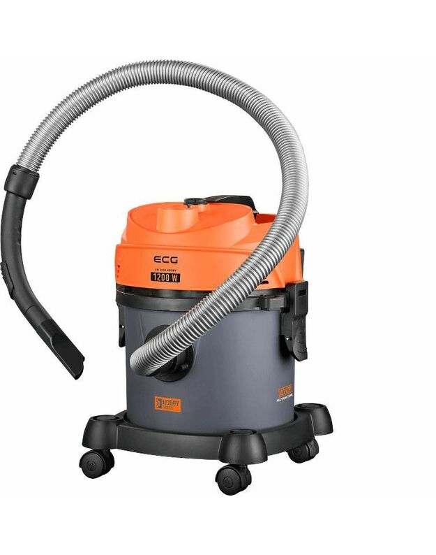 EKG DRĖGNAS IR SAUSAS DULKIŲ SIURBLYS EKG VM 2120 HOBBY, 1200W, 12 L TALPOS, PILKOS / ORANŽINĖS SPALVOS