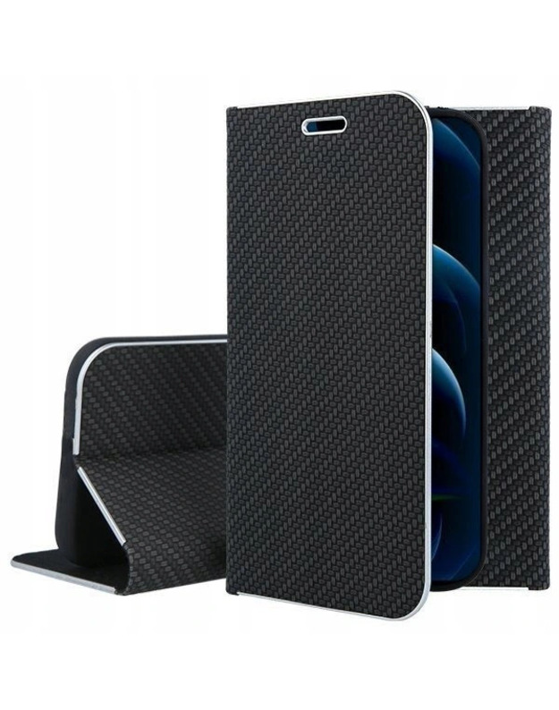 „Vennus Book Carbon iPhone 12 Pro Max“ juodas dėklas