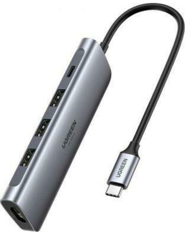 Adapteris  5in1 Hub USB-C/3x USB 3.0/HDMI 4K/USB-C PD