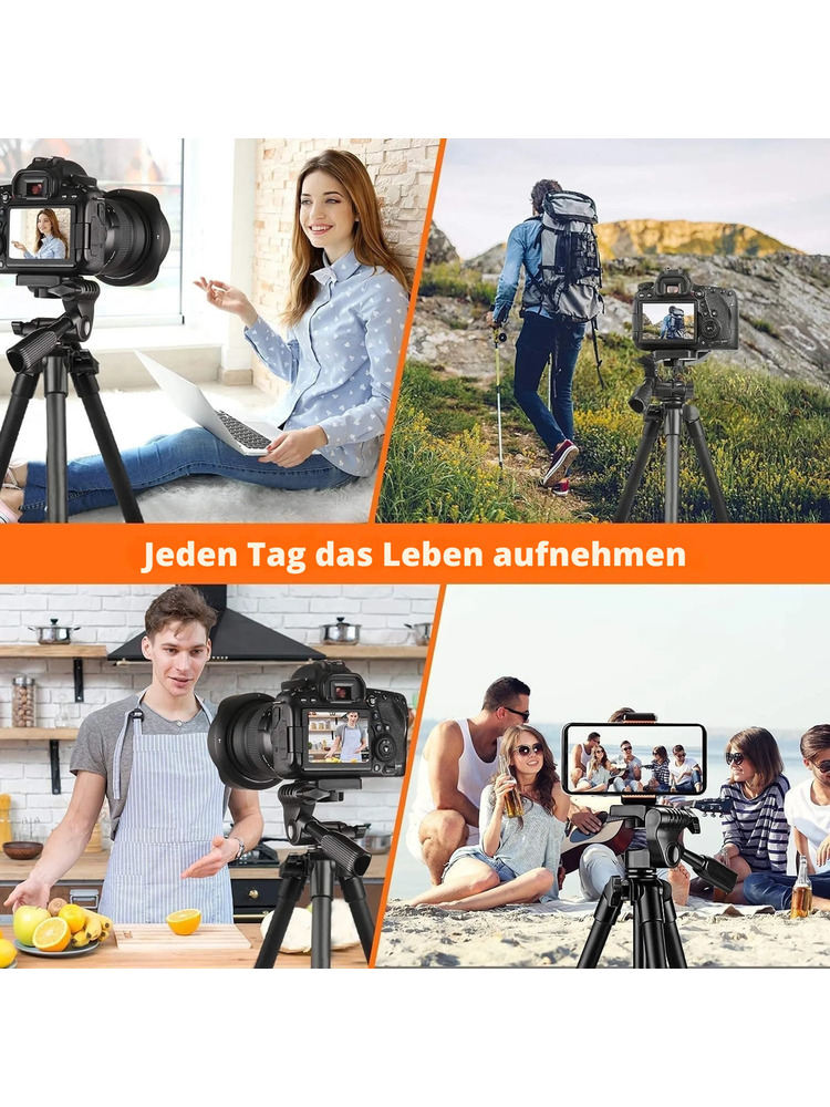 „Tacklife MLT01“ fotoaparato trikojis 40,5–136 cm, 5 viename lengvas aliuminio trikojis, 1/4 colio standartinis trikojis, veidrodinio fotoaparato trikojis ir sulankstomas trikojis su telefono laikikliu ir nešiojamojo kompiuterio krepšiu