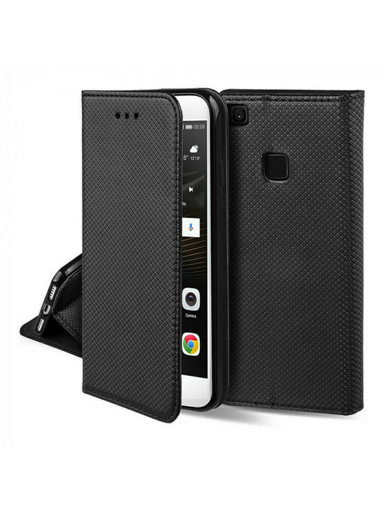 Juodas atverčiamas dėklas Samsung A01 telefonui "Smart Magnet"