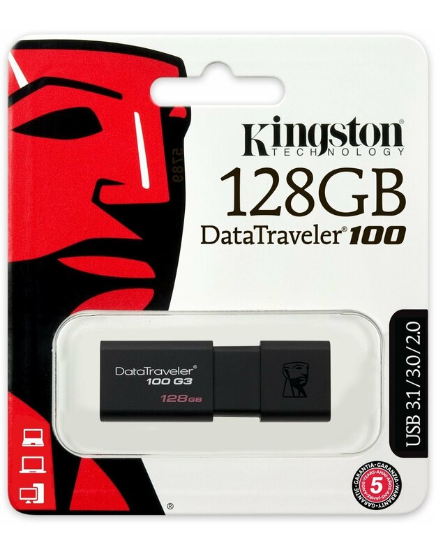 Atmintinė KINGSTON DataTraveler 100 G3 128 GB, USB 3.0