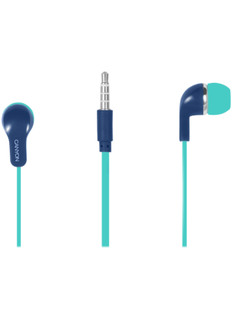 CANYON EPM-02 stereofoninės ausinės su įdėtu mikrofonu, žalios + mėlynos, kabelio ilgis 1,2 m, 20 * 15 * 10 mm, 0,013 kg