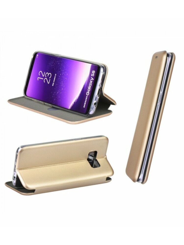 Auksinės spalvos atverčiamas dėklas Samsung Galaxy S20 FE telefonui "Book Elegance"
