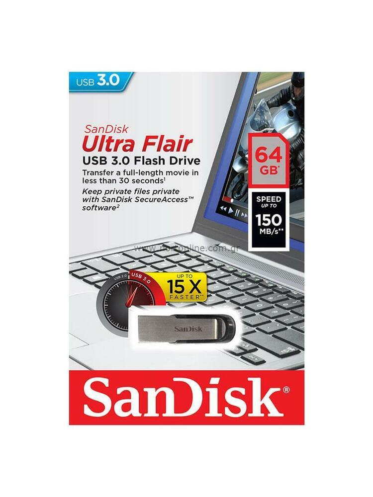 Atmintinė SANDISK 64GB Ultra Flair™ USB 3.0