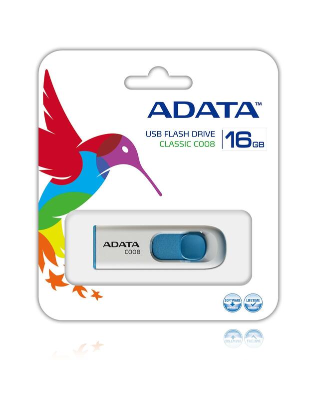 Atmintinė A-data C008 16GB, USB 2.0, Balta/Mėlyna