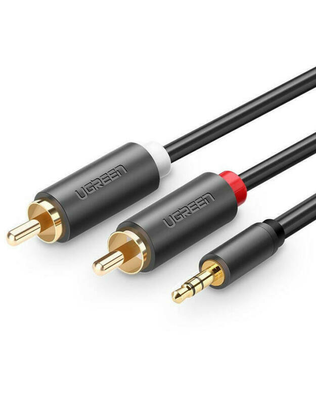 Ugreen AV102 garso kabelis, 2x RCA kištukas - 3,5 mm lizdas, 1,5 m, juodas