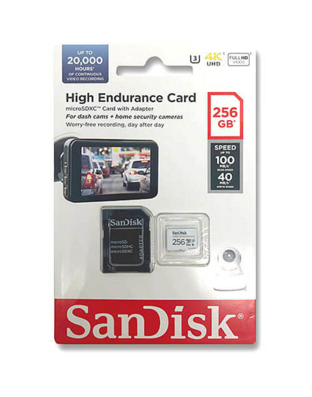 SanDisk 256GB didelės patvarumo SDSQQNR-256G-GN6IA microSDXC atminties kortelė C10 U3 V30 UHS-I