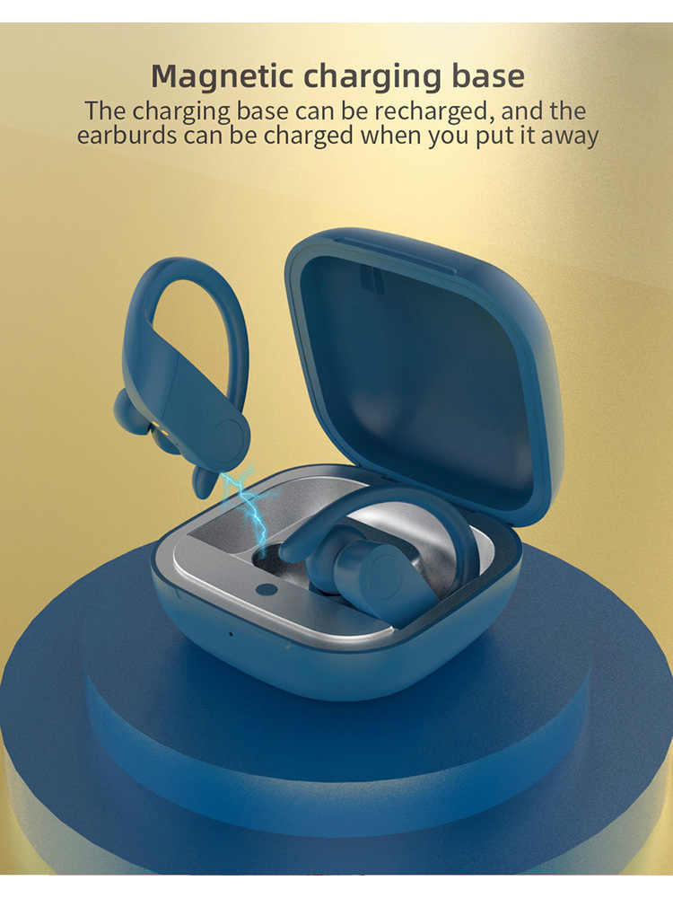 GJBY TWS-08 belaidės Bluetooth stereo ausinės belaidės ausinės – tamsiai mėlyna