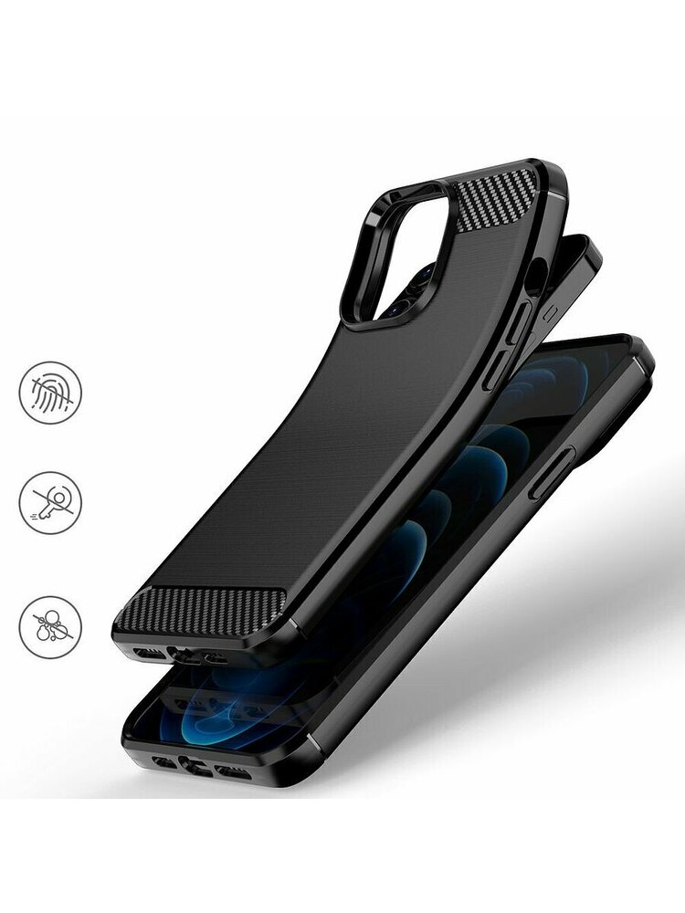 Dėklas Carbon Lux Apple iPhone 13 Pro juodas