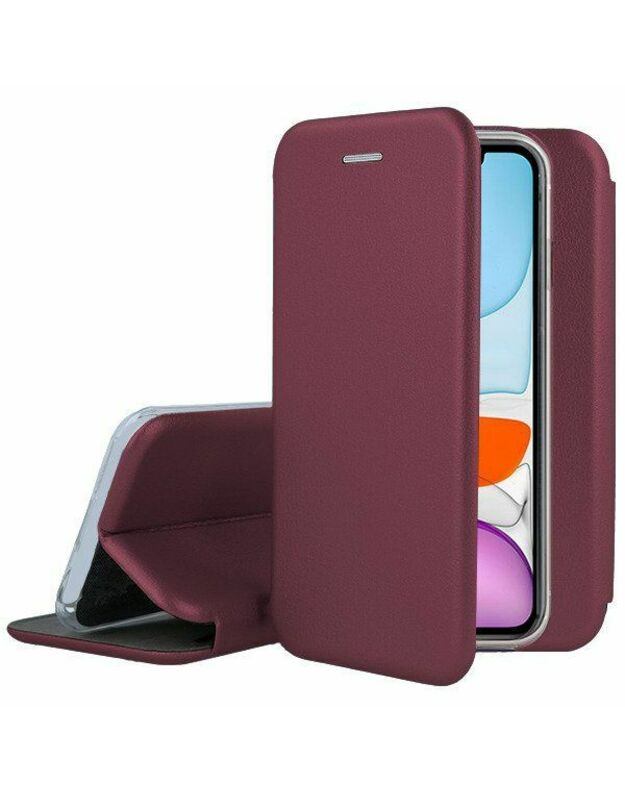 Bordo spalvos atverčiamas dėklas Samsung Galaxy A025F A02s "Book Elegance"