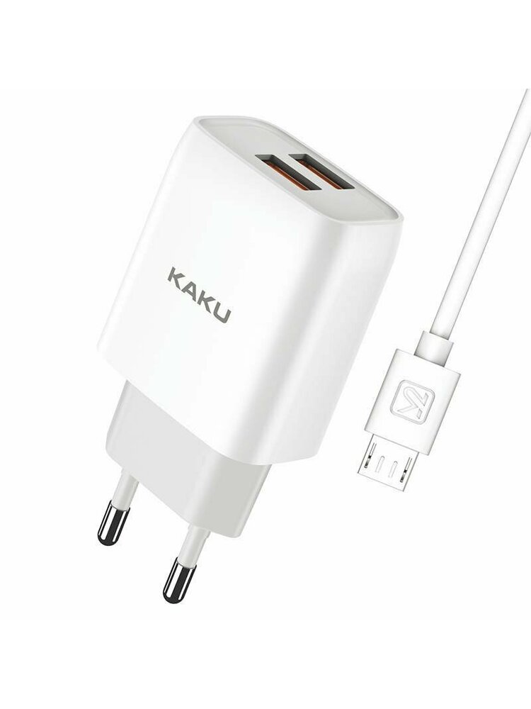 Sieninis įkroviklis 2,4A 2xUSB su kabeliu Micro USB