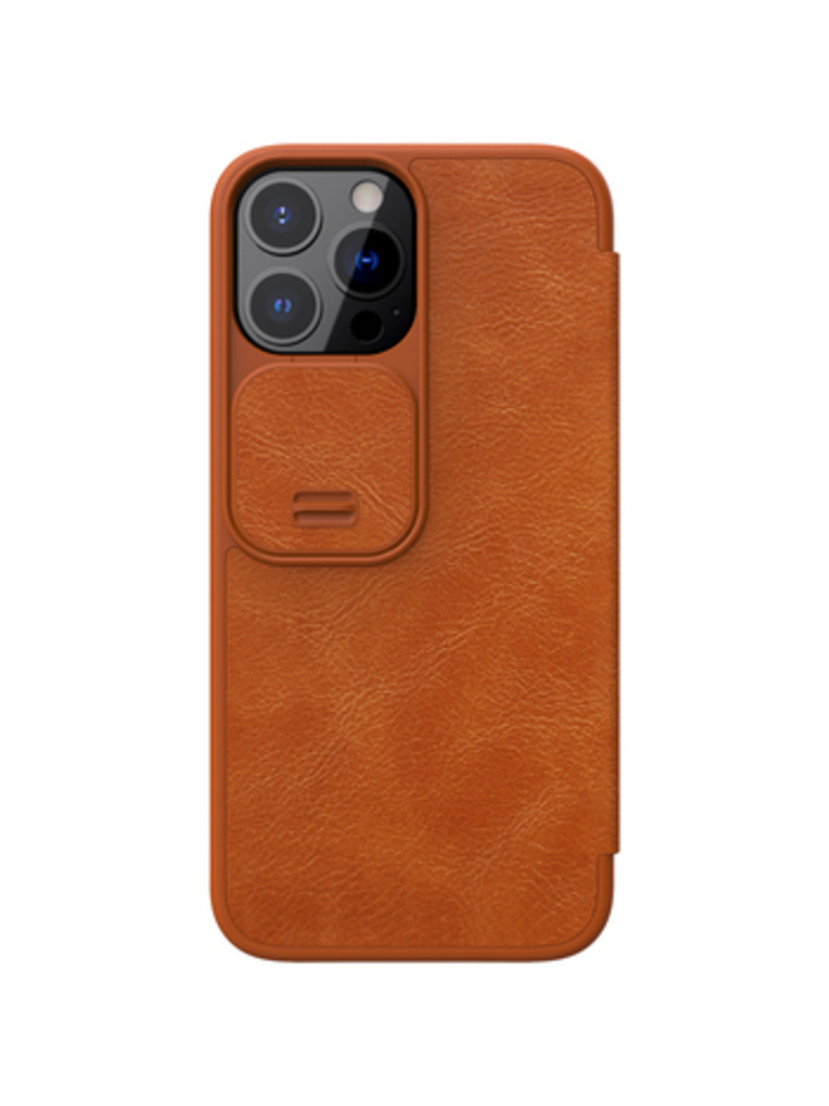 Dėklas telefonui Nillkin Qin Book PRO Case, skirtas iPhone 13 Pro , rudas, iPhone 13 Pro