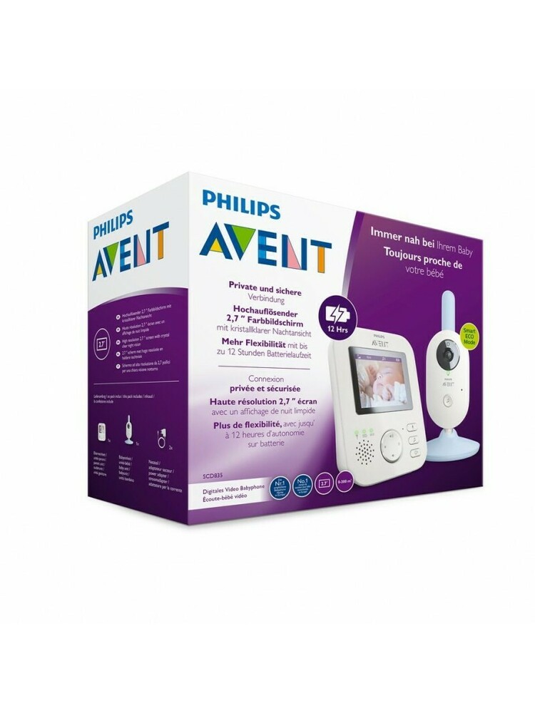 Philips AVENT Baby monitor SCD835/26 kūdikio stebėjimo monitorius 300 m FHSS Mėlyna, Balta