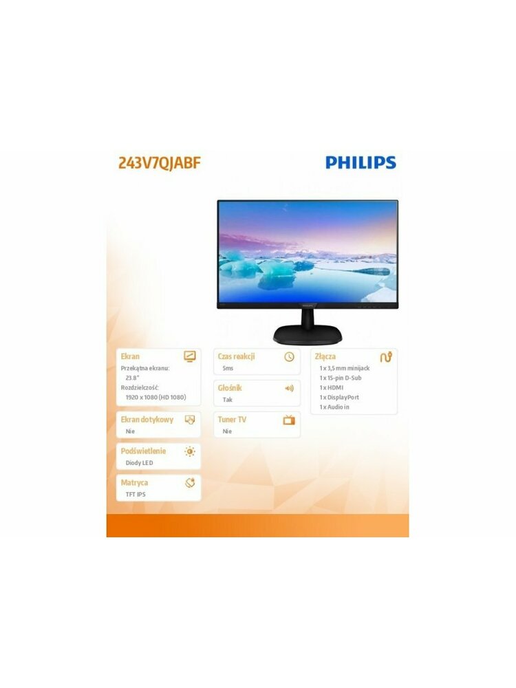 Monitorius Philips MONPHL0084 23,8" W-LED 243V7QJAB