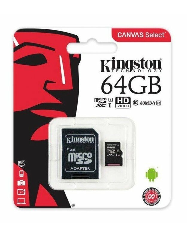 Atminties kortelė su adapteriu KINGSTON SDCS/64GB, 64 GB