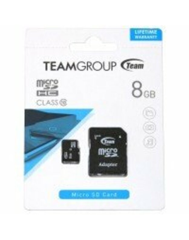 TEAM GROUP TUSDH8GCL1003 TEAM GROUP MEMORY CARD MICRO SDHC 8GB CLASS 10 +ADAPTER