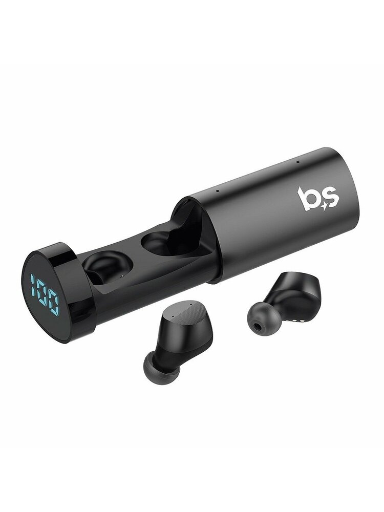 „Blue Star TWS LT1 PRO Bluetooth“ stereofoninės ausinės juodos su maitinimo banku