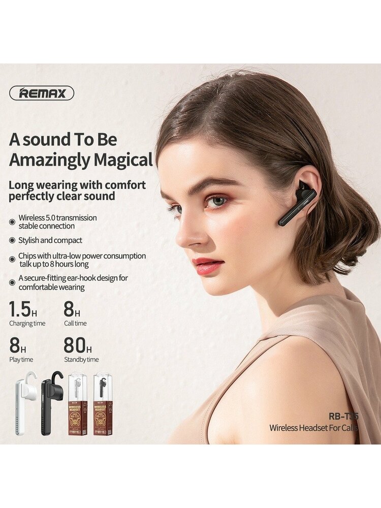 REMAX „Bluetooth“ ausinės RB-T35 baltos