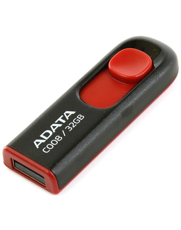 Atmintinė Adata C008 32GB, USB 2.0, Juoda/Raudona