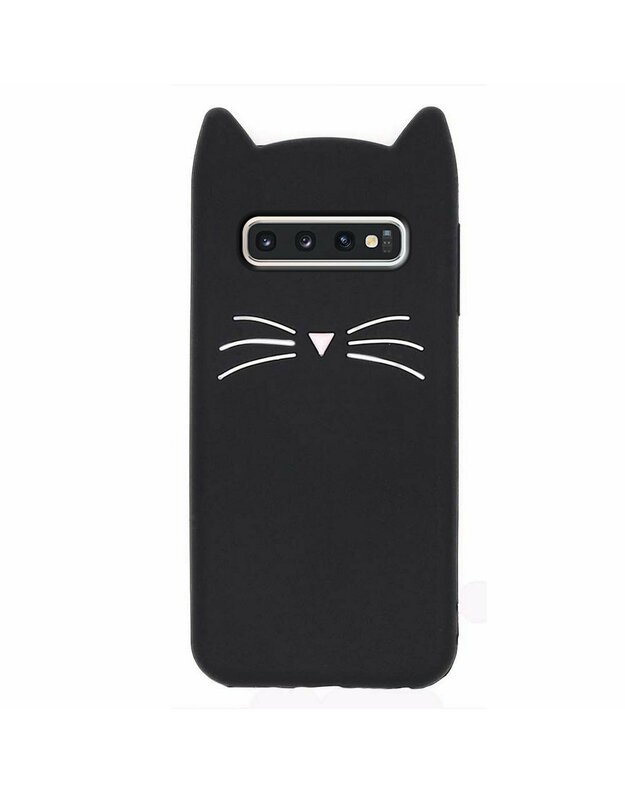 3D „Cat“ dėklas, skirtas „Samsung Galaxy S10“, juodas
