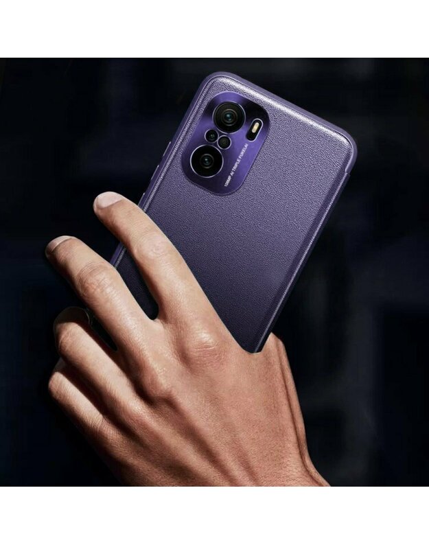 „Etui Side View Leather do Xiaomi POCO F3“, „Z ochroną aparatu“, violetinė