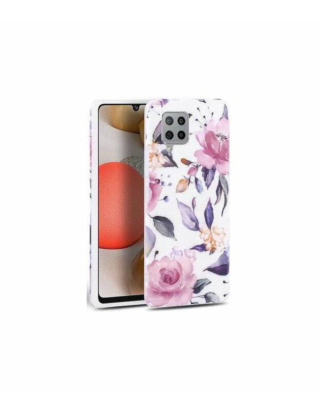 Baltas dėklas Samsung Galaxy A42 5G telefonui "Tech-protect Floral"
