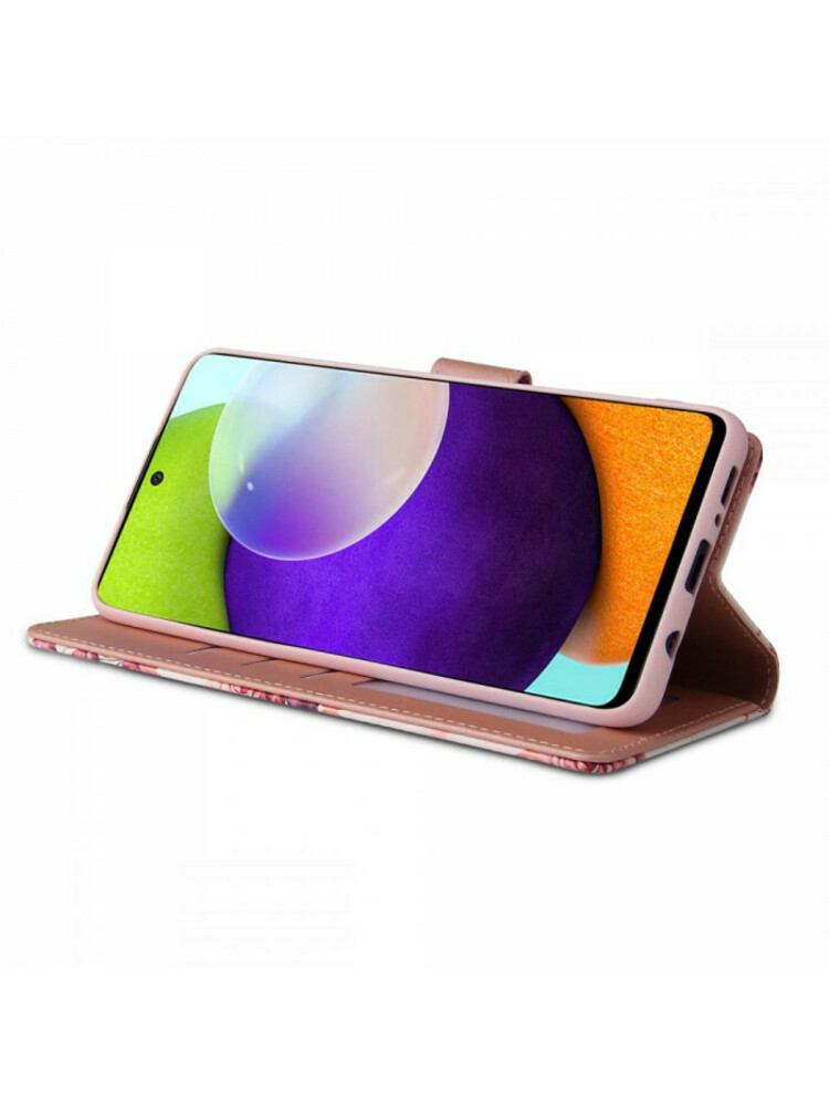 Atverčiamas dėklas Samsung Galaxy A52 LTE/5G telefonui "Tech-protect Wallet Floral Rose"