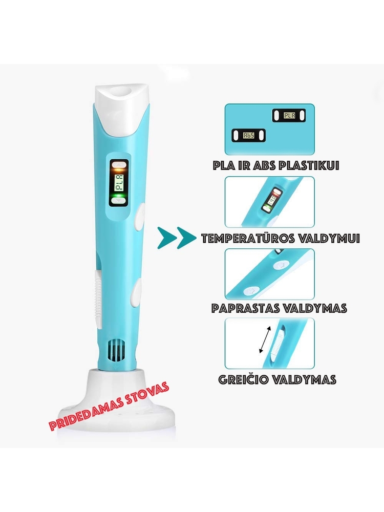 3D rašiklio rinkinys su PLA siūlais 3D PEN-II