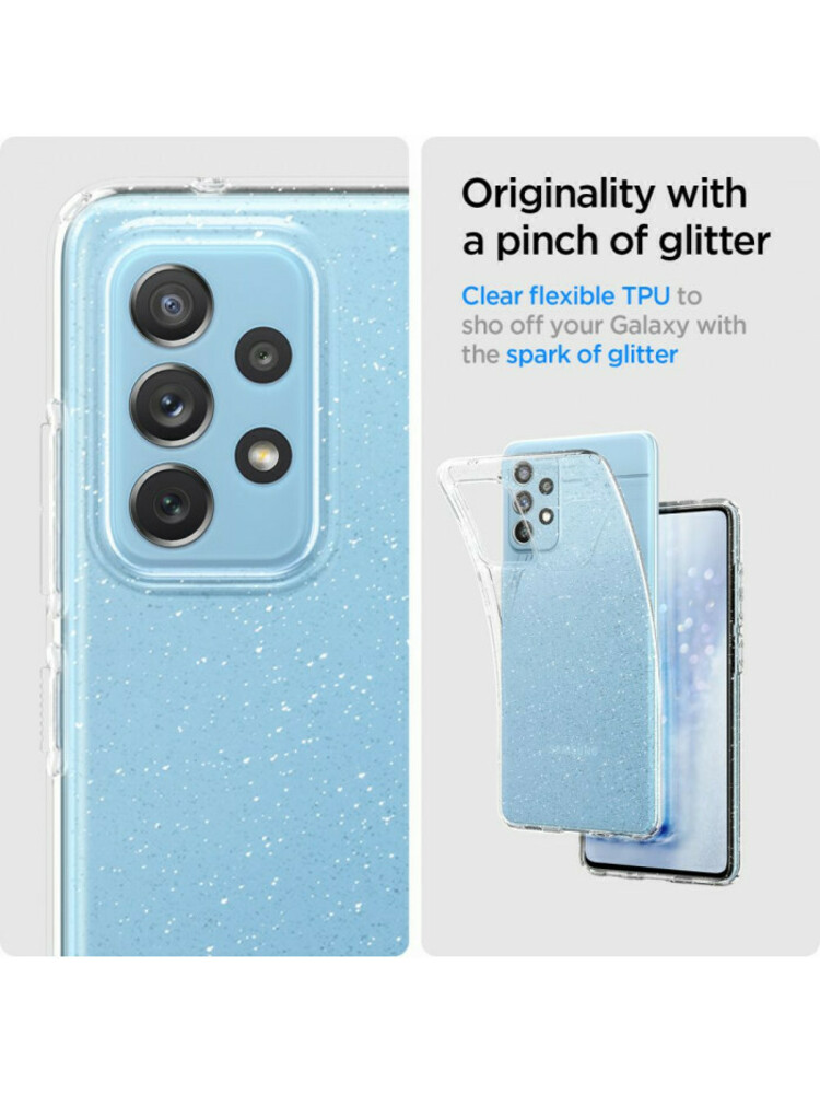 Skaidrus dėklas su blizgučiais Samsung Galaxy A72 telefonui "Spigen Liquid Crystal Glitter"