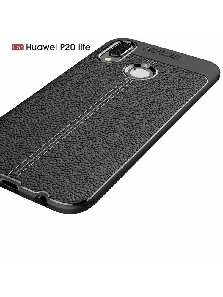 Juodas futbolo grūdų TPU dėklas „Huawei P20 Lite“