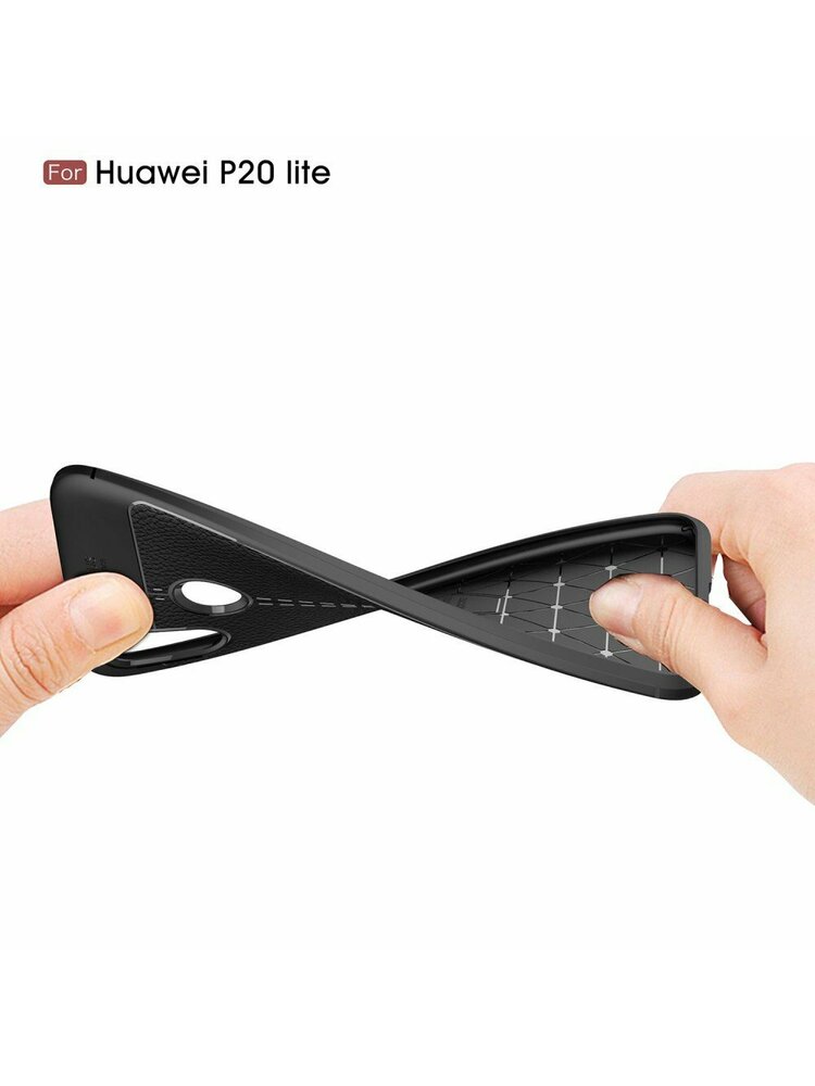 Juodas futbolo grūdų TPU dėklas „Huawei P20 Lite“