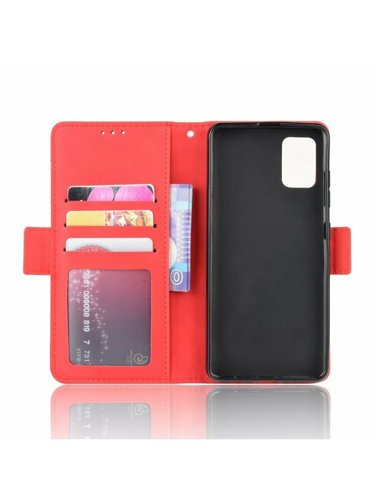 Etui piniginė „Samsung Galaxy A51“, kortelių lizdo dėklas, raudonas