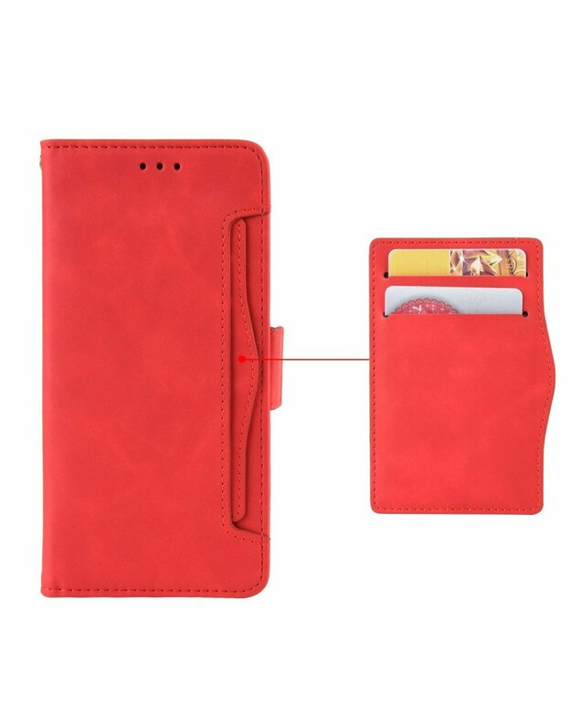 Etui piniginė „Samsung Galaxy A51“, kortelių lizdo dėklas, raudonas