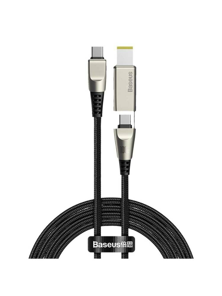 Kabelis 100W 2m USB C tipo į C tipo USB + LENOVO nuolatinės srovės jungtį Greitas įkrovimas ir „Data Baseus“ „Flash“ serija „vienas už du“ (CA1T2-B01) juoda