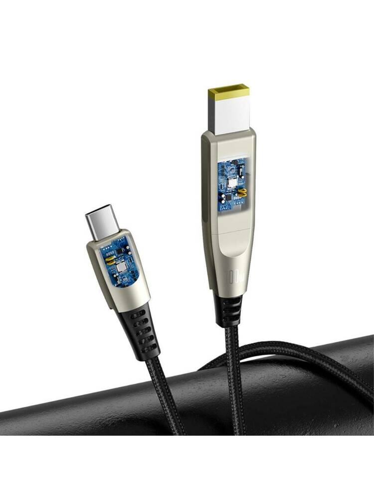 Kabelis 100W 2m USB C tipo į C tipo USB + LENOVO nuolatinės srovės jungtį Greitas įkrovimas ir „Data Baseus“ „Flash“ serija „vienas už du“ (CA1T2-B01) juoda