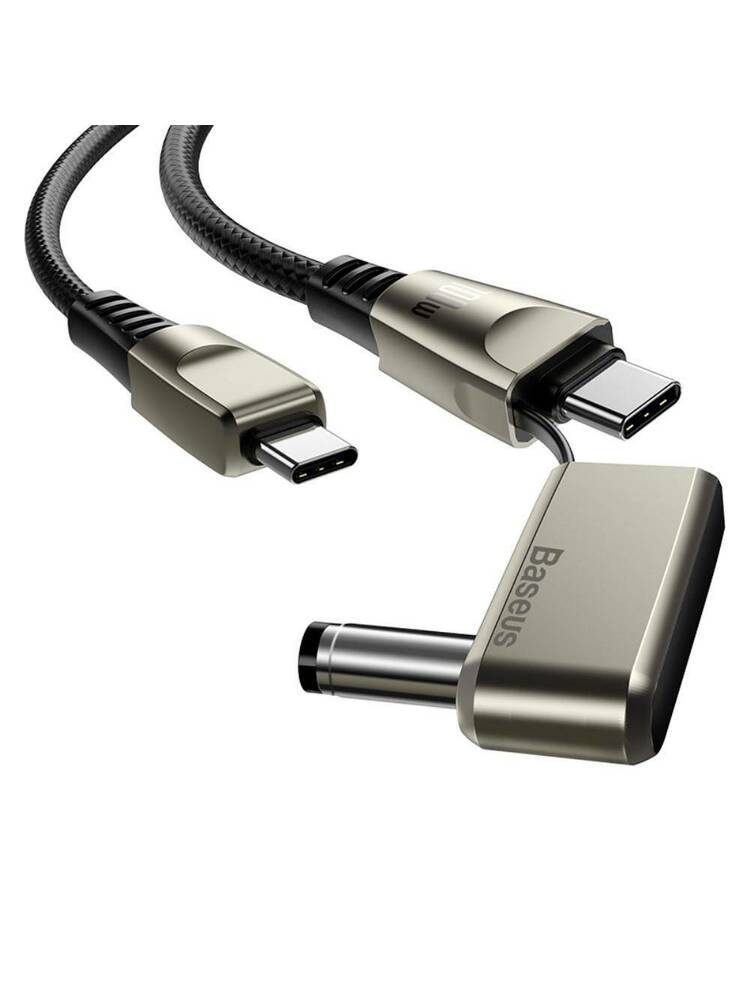 Kabelis 100 W 2 m USB tipo C į USB tipo C + nešiojamojo kompiuterio nuolatinės įkrovimo adapterį Greitas įkrovimas ir „Data Baseus“ „Flash“ serija „vienas už du“ (CA1T2-A01) juoda