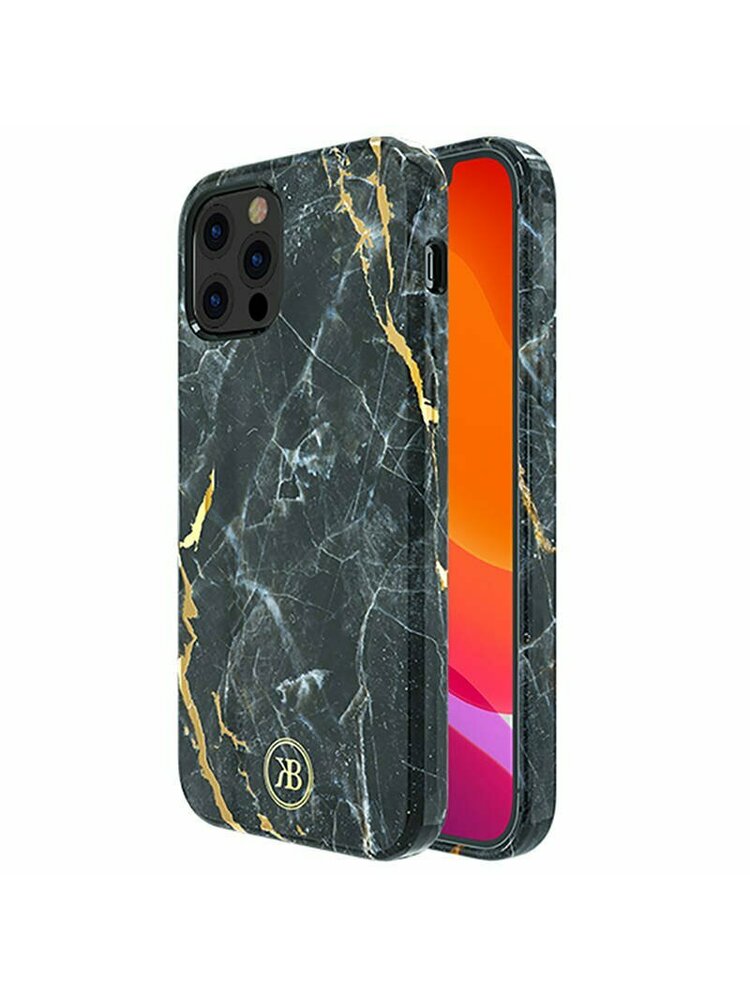 Dėklas IPHONE 12 PRO MAX Kingxbar Marble Series Marmur juodas