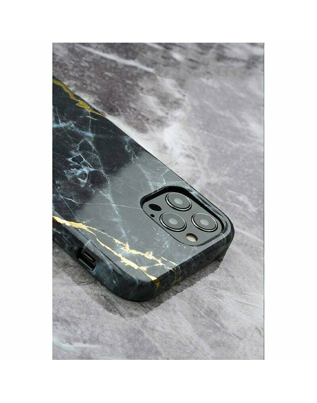 Dėklas IPHONE 12 PRO MAX Kingxbar Marble Series Marmur juodas