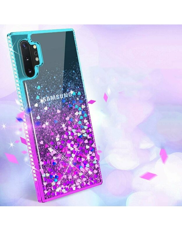Dėklas „SAMSUNG GALAXY A02S Diamond Liquid Glitter“ mėlynai violetinis
