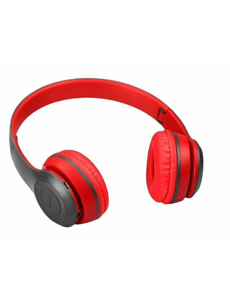 Sulankstomos ausinės Belaidis P47 „Bluetooth 4.2 EDR MicroSD MP3“ mikrofonas raudonas