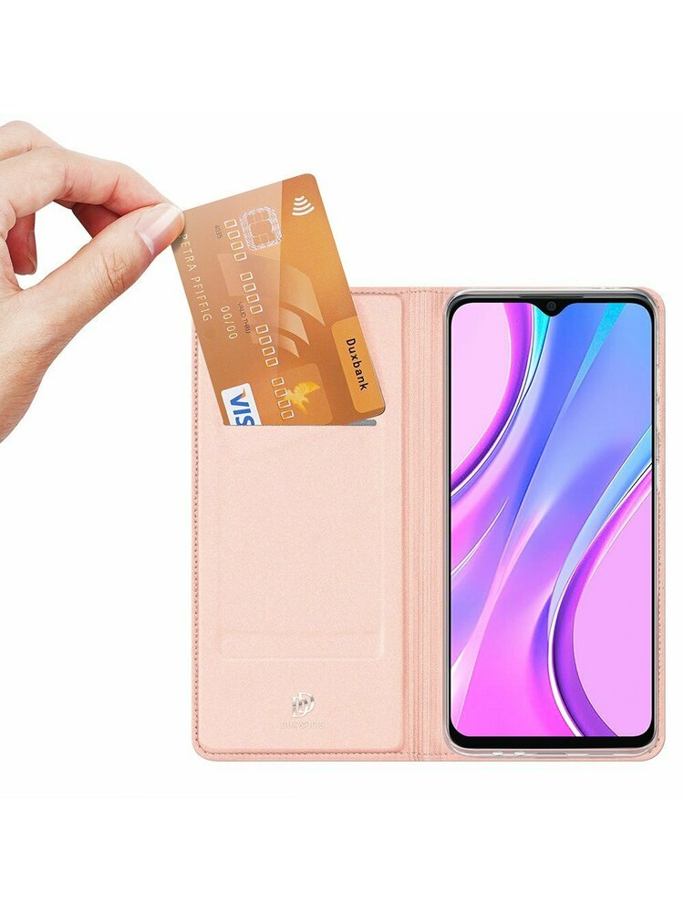 Case XIAOMI REDMI 9 with a flip Dux Ducis Skin Leather light pink