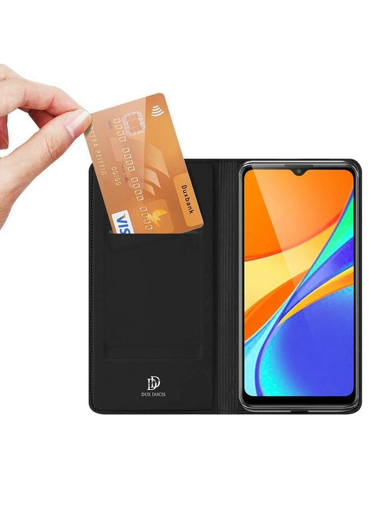 „XIAOMI REDMI 9C“ dėklas su atverčiama „Dux Ducis“ odos oda juoda