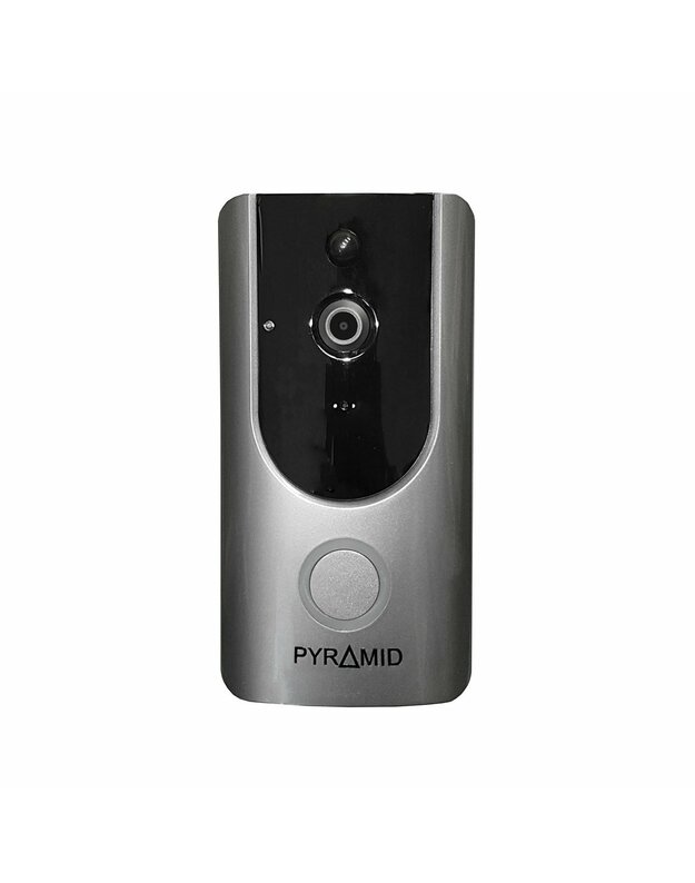 DURŲ SKAMBUTIS-DOMOFONAS SU AKUMULIATORIUMI IR KAMERA PYRAMID PYR-DB1M, WIFI IR MICROSD KORTELĖS JUNGTIMI. SKAMBINA Į PROGRAMĖLĘ TELEFONE.