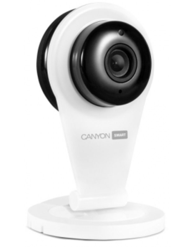 „CANYON“ nešiojama „Wi-Fi“ HD kamera, daugiafunkcė vidinė IP kamera balta