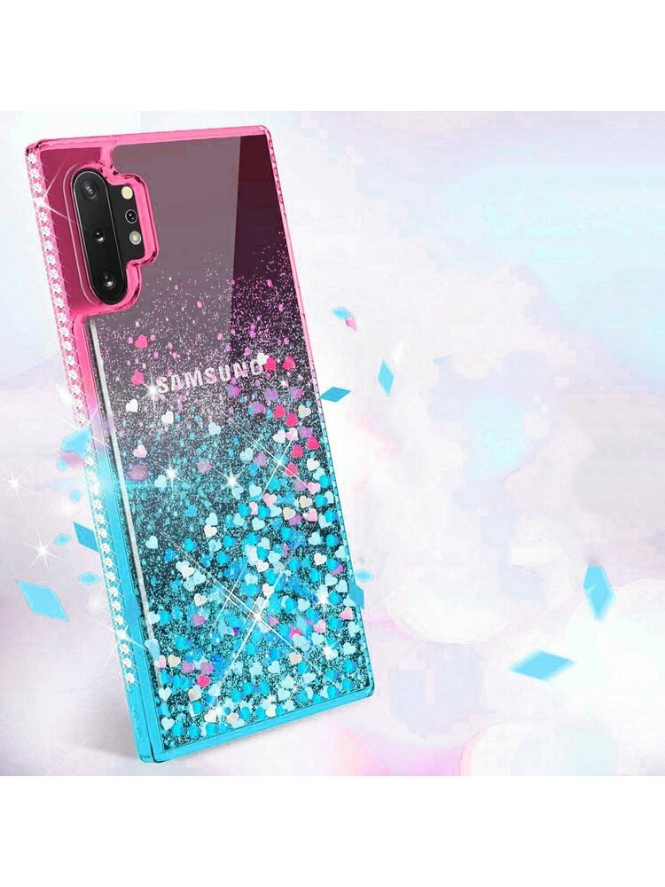 Dėklas „SAMSUNG GALAXY A12 Diamond Liquid Glitter“ rausvai mėlynas